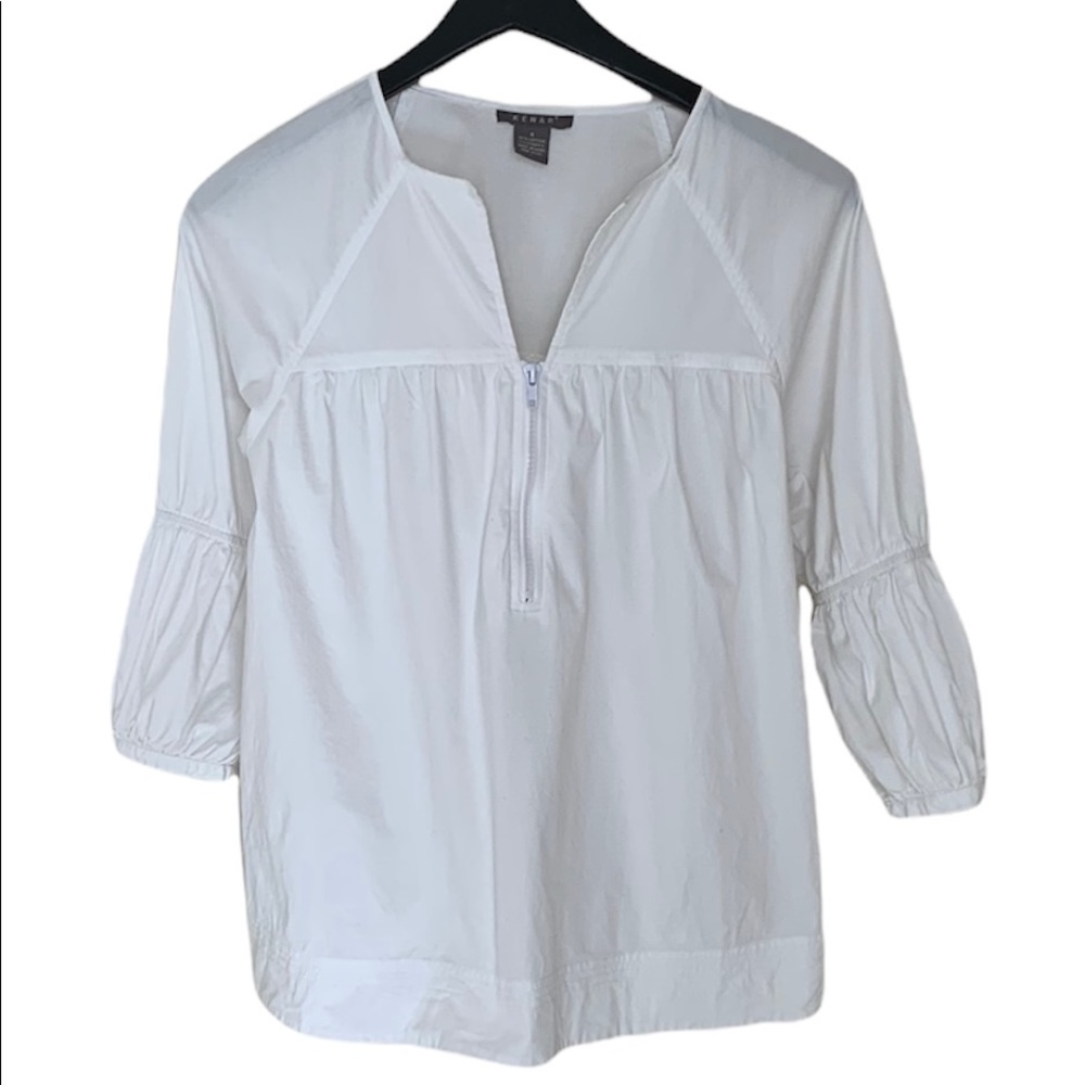 Kenar Women’s White Blouse With Puff Sleeves Size 4